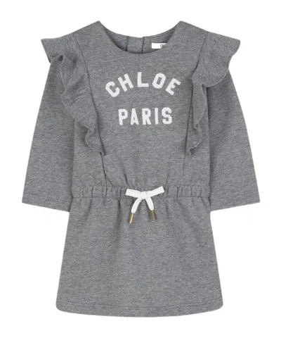 Chloé Logo-print Dress In Gray