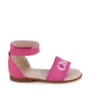 Chloé Pink Stellar Woven-branded Leather Sandals 2-5 Yea In Red