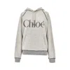 Chloé Logo Print Loose Fit Hoodie In Gray