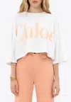 Chloé Cropped Printed Cotton-jersey T-shirt In White