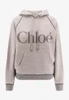 Chloé Logo Print Oversized Hoodie In Gray
