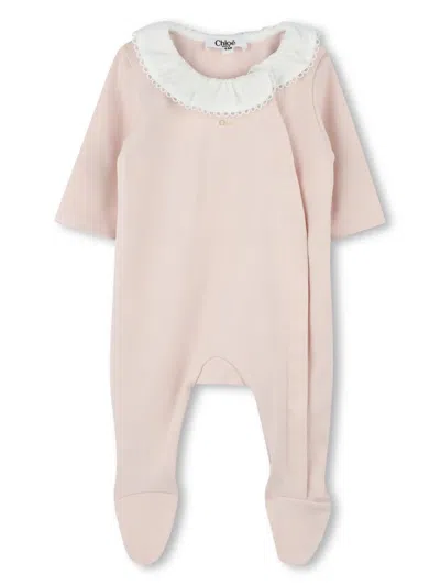 Chloé Babies' Logo-print Pajamas In Pink