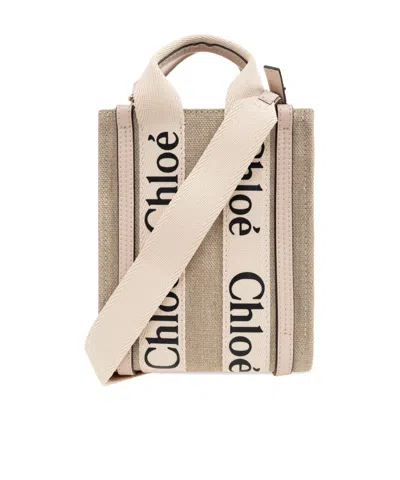 Chloé Logo-print Panelled Tote Bag In Nude