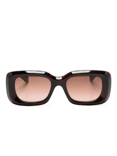 Chloé Logo-print Rectangle-frame Sunglasses In Braun