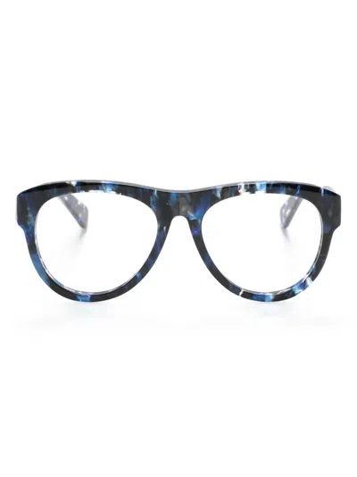 Chloé Logo-print Round-frame Glasses In Blue