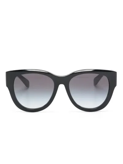 Chloé Logo-print Round-frame Sunglasses In Schwarz