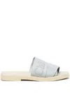 Chloé Womens Chloe Woody Logo-embroidered Linen Mules In Blue