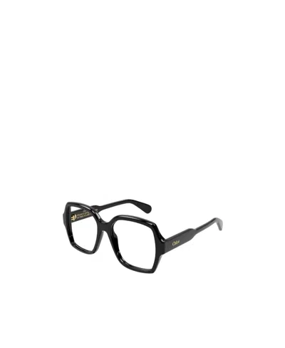 Chloé Logo-print Square-frame Glasses In Black