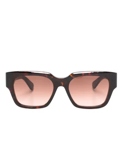 Chloé Logo-print Square-frame Sunglasses In Braun