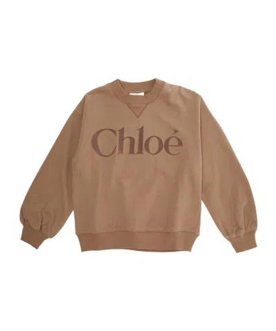 Chloé Logo-print Sweatshirt In Brown