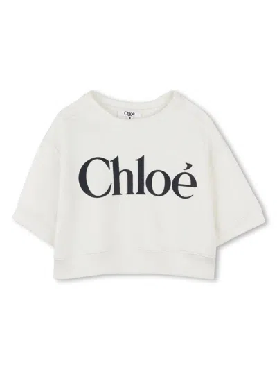 Chloé Kids' Logo-print Sweatshirt In White
