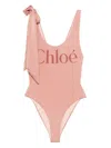 Chloé Maxi Logo Knotted Strap One-piece Swimsuit