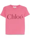 Chloé Logo-print Cotton T-shirt In 粉色