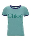 Chloé Logo Print Short-sleeved T-shirt In Green