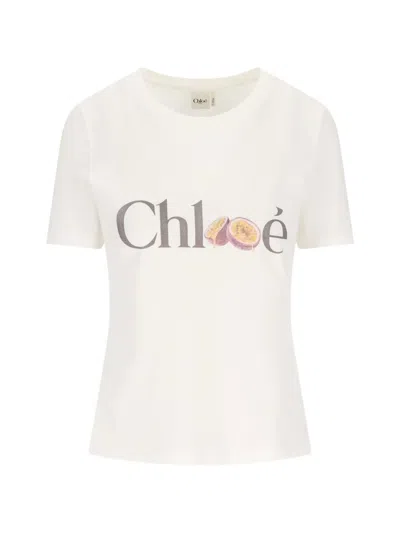 Chloé Logo-print T-shirt In Neutral