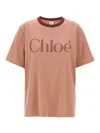 Chloé Pink Cotton T-shirt With Logo In Pink