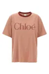 Chloé Pink Cotton Oversized Logo T-shirt In Pink