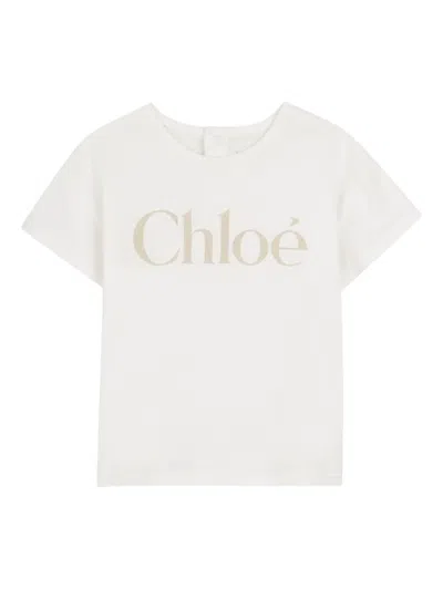 Chloé Babies' Logo-print T-shirt In White