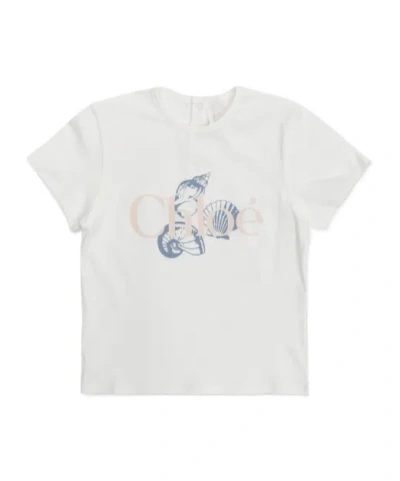 Chloé Kids' Logo-print T-shirt In White