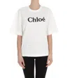 Chloé White Crewneck T-shirt With Logo Print On The Front In Cotton Woman In White