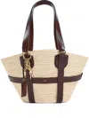 Chloé Nude And Neutral Raffia And Leather Shoulder Bag In Neutrals