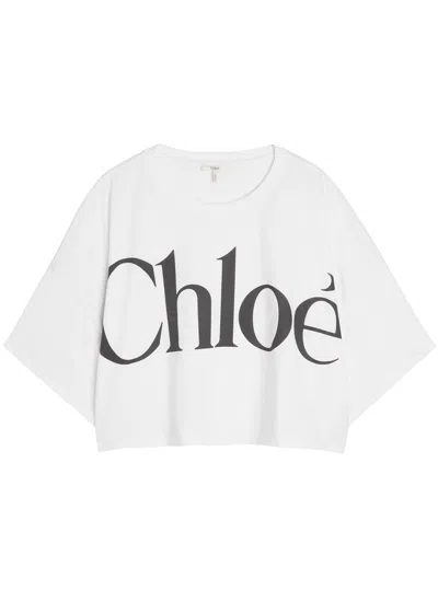 CHLOÉ CHLOE LOGO-PRINTED COTTON T-SHIRT