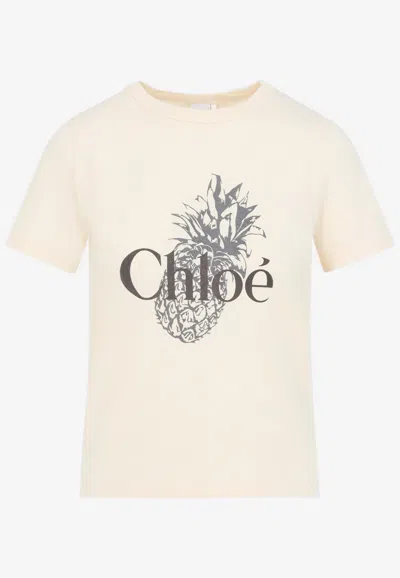 CHLOÉ LOGO-PRINTED CREWNECK T-SHIRT