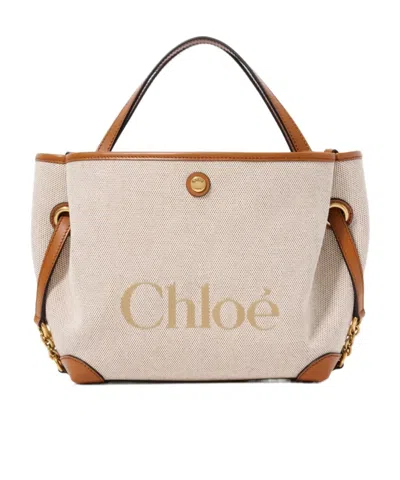 Chloé Logo Printed Double Carry Small Tote Bag In Pink