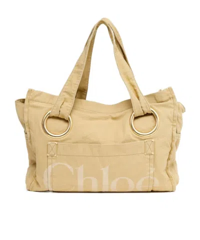 Chloé Logo Printed Plage Tote Bag