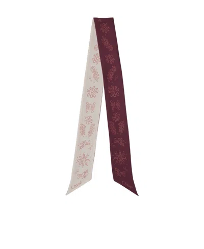 Chloé Logo Printed Scarf In Red