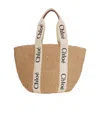 Chloé Woody Large Basket Bag With White Ribbon Women In Brown