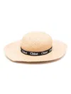 Chloé Logo-ribbon Hat In Neutral