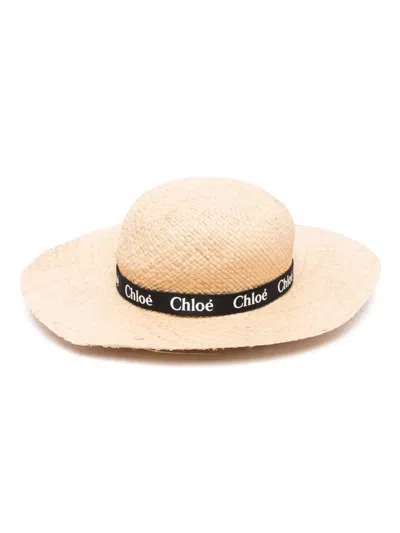 Chloé Kids' Logo-ribbon Hat In Neutral