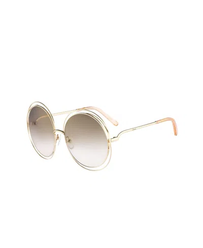 Chloé Logo Round Sunglasses In Nude