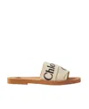 Chloé Ivory Woody Flat Sandal In Brown