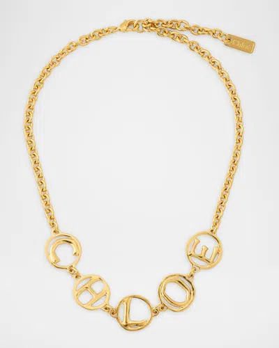 Chloé Logo Script Choker In Gold