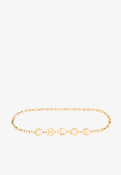 Chloé Logo Script Jewelry Belt In Gold