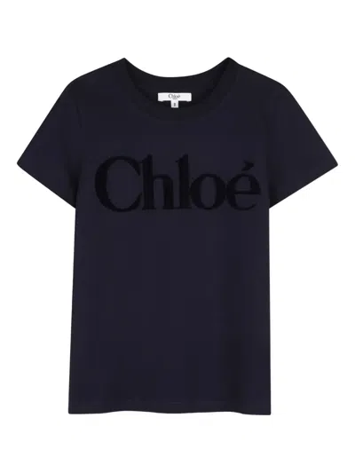 Chloé Logo Short-sleeved T-shirt In Blue