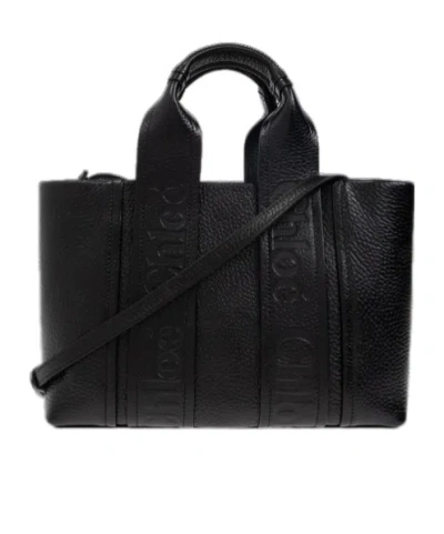 Chloé Logo Shoulder Bag In Black