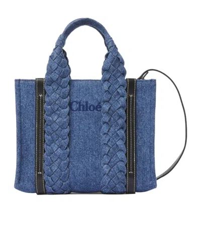 Chloé Logo Shoulder Bag In Blue