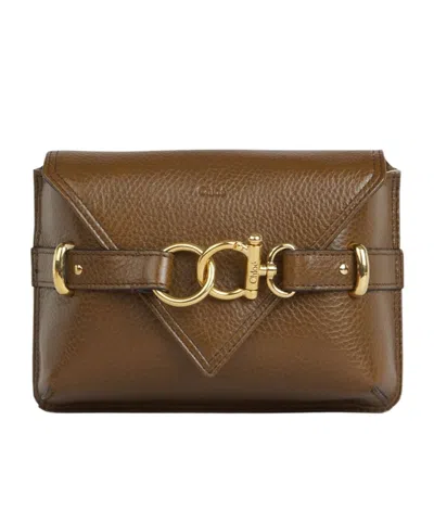 Chloé Logo Shoulder Bag In Brown