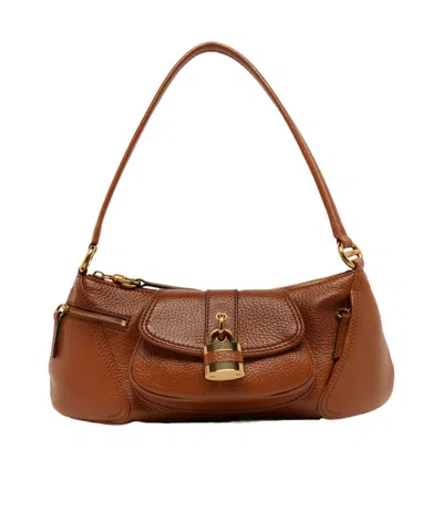 Chloé The 99 Shoulder Bag In Shiny Grained Calfskin In Clay Brown