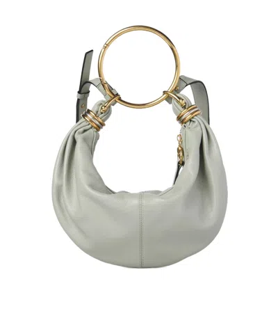 Chloé Logo Shoulder Bag In Gray