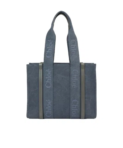 Chloé Logo Shoulder Bag In Gray