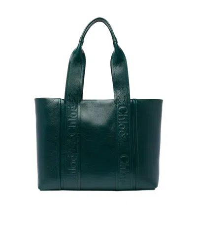 Chloé Logo Shoulder Bag In Green