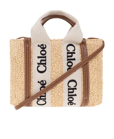 Chloé Logo Shoulder Bag In Nude