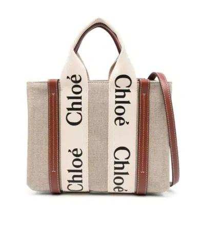 Chloé Chloe Women Multicolor Fabric Small Woody Shopping Bag In Neutral