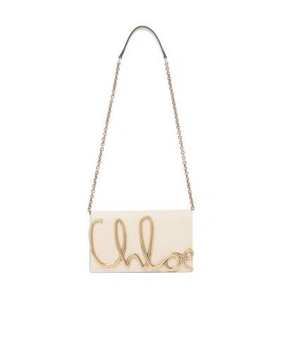 Chloé Logo Shoulder Bag In Nude