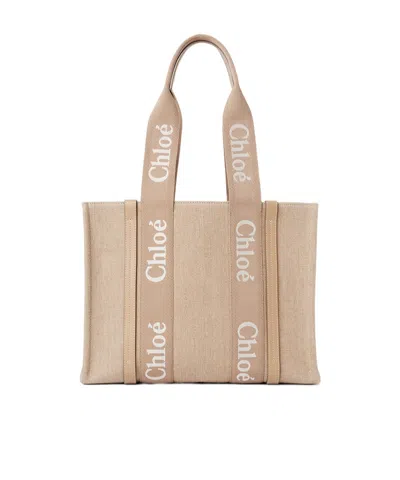 Chloé Logo Shoulder Bag In Nude