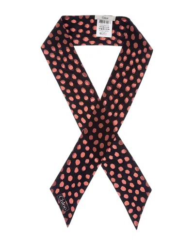 Chloé Logo Silk Scarf In Burgundy